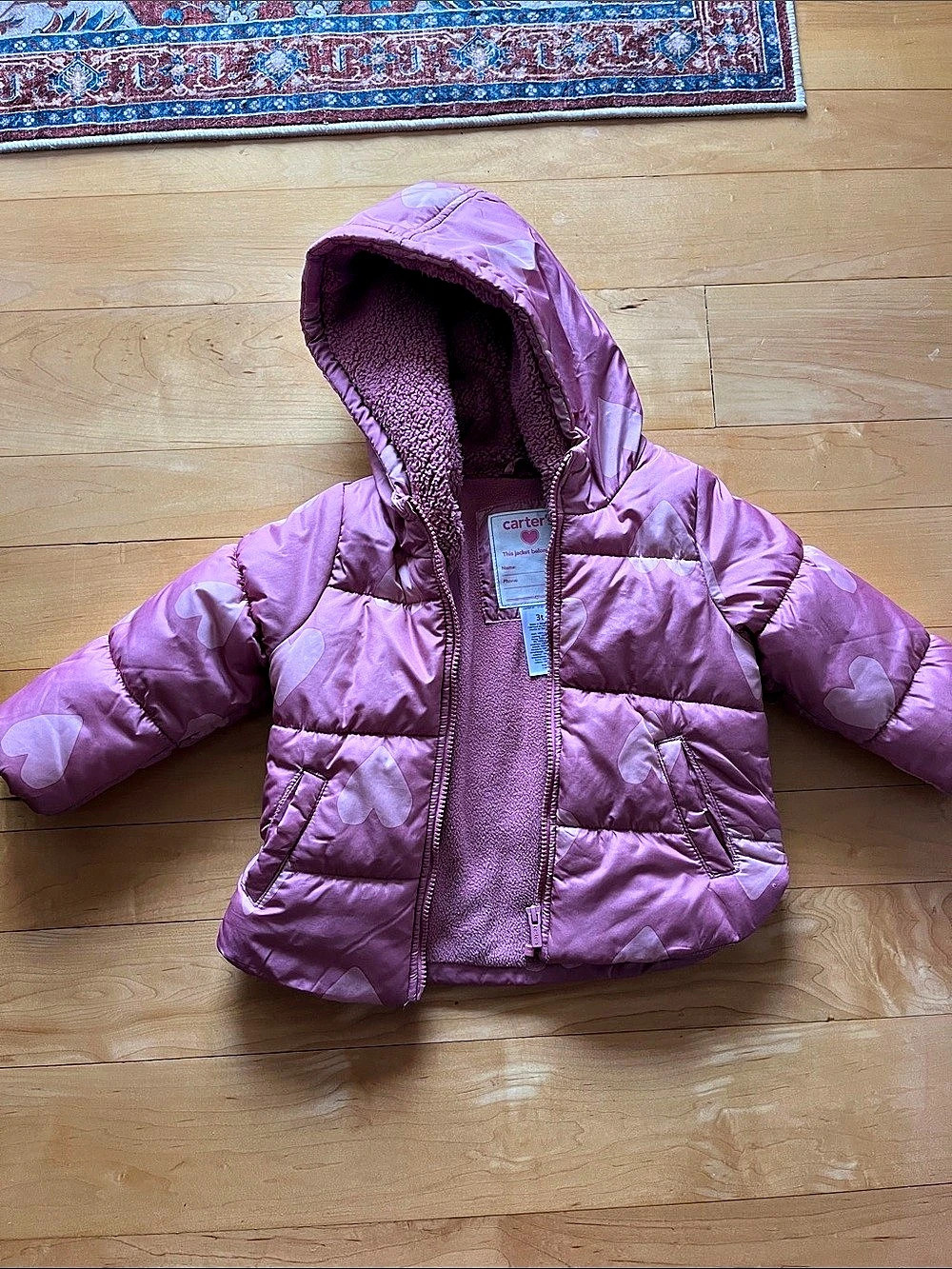 Carter's Toddler Heart Puffer Jacket Pink Girls 3T